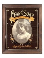 Pears' Soap Reverse Painted Glass w/ Girl Image