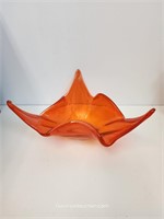 Orange To Clear 3 Point Art Glass Bowl 12" From