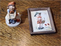 Hummel Style Hand Painted Wall Art and Figurine