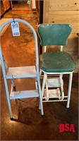 2-Step Stepping Stool & Upholstered Step-Chair