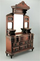 Mini Antique Cabinet w/Mirror. Salesman Sample (?)