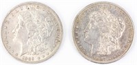 Coin 2 Morgan Silver Dollars 1887-S & 1889-O AU