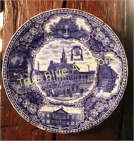 Blue and White Independence Hall 1776 Plate Ye Old