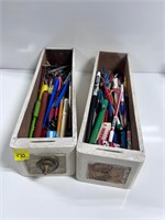 Wooden Drawers w/pencils&pens