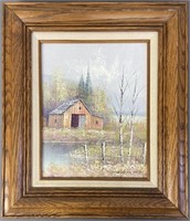 Barn Oil Painting Signed Herb Pernall