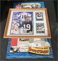 Framed Johnny Unitas Collectible, BBQ Set.