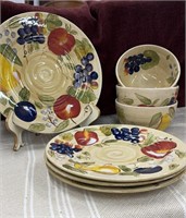 Gibson Elite Hand Painted Fruit Plates and Bowls.