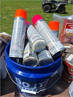 Bucket:(17) Spray Cans Pink & Orange Marking Paint