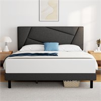 E6213  HAIIDE Full Bed Frame, Fabric Upholstered H
