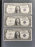 3x The Bid Crisp Uncirculated Silver Certificates