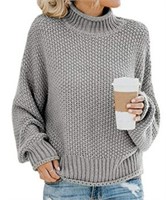 NEW Bat Sleeve Women Casual Loose Knit Sweater - S