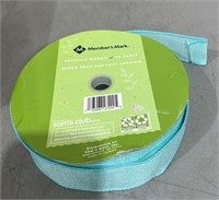 Wired Ribbon, 1.5 inch x 50 yds, Aqua color