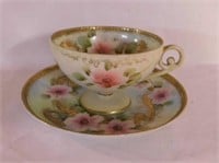 Antique hand painted teacup & saucer - 4 Bavaria