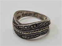 Sterling Silver & Marcasite Ring Size 10