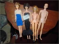(4) Vintage Midge, Barbie, Ken, Plus