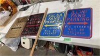 Sports fans, parking signs