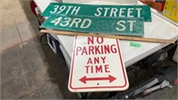 Street signs and no parking sign