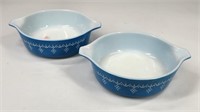 (2) VINTAGE PYREX SNOWFLAKE GARLAND DISHES