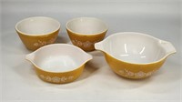 (4) VINTAGE PYREX BUTTERFLY GOLD DISHES