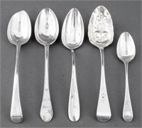 Decorated Sterling Silver Table Spoons, 5