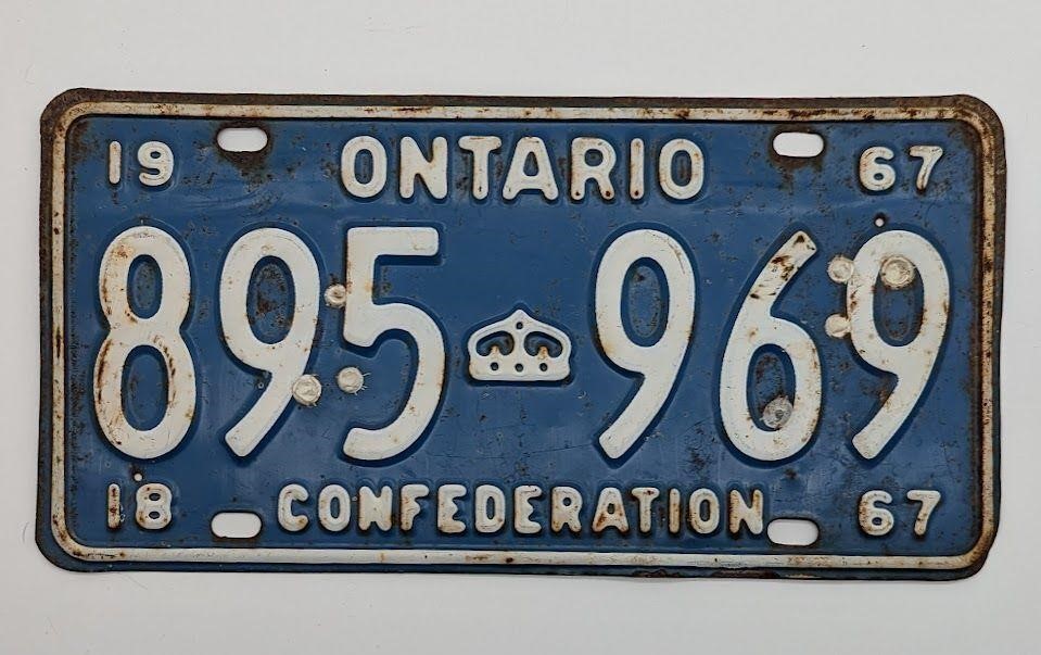 1967 Ontario Confederation License Plate