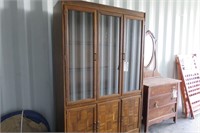 WOOD CHINA CABINET WITH LIGHT/47"W X 75"H