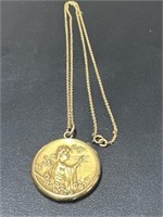 1/10 14k. Gold 18in Chain & Victorian Locket 9.92
