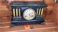 Antique Faux slate and marble Seth Thomas mantle