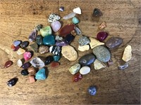 Group of rock specimens and gemstones