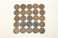 Lot of 25 Indian Head pennies