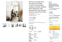 G917  OGCAU Arched Full-Length Mirror, 71"x30", Go