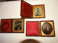 4 Antique Tintype Photos in cases