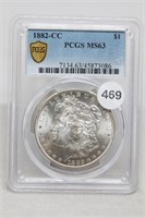 1882CC MS63 Morgan Silver Dollar