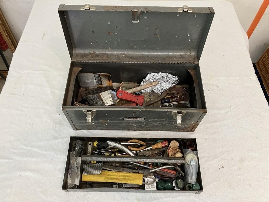 Vintage Craftsman Metal Tool Box w/Tools M