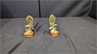 2 Vintage brass eagle sculptures