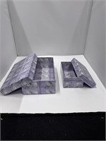 Set of 2 Purple Decorative Boxes w/ Lids