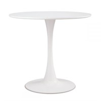 Jaxpety Modern Round White Tulip Pedestal Table