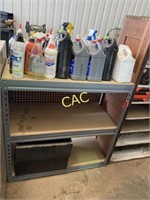 Metal Shelf w/Asst Lubricants, Oils, Spray Paint