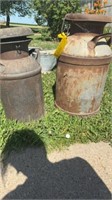 2 VINTAGE CREAM CANS WITH LIDS