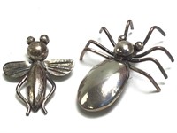 NA Spider & Bug VTG Silver Brooches 11.2g TW