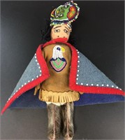 Handmade wool and suede leather Tlingit doll with