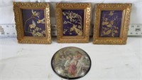 4 SMALL FRAMED PICTURES, 6 3/4" X 5 3/4"