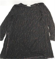 PAPELL BOUTIQUE EVENING BLACK BLOUSE W/ BEADING