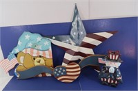 Home Décor Stars & Stripes Lot - 2 Tin, 2 Wood