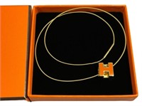 Hermes Orange H Cube Necklace