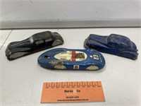 3 x Vintage Tin Toy Cars Inc. Race Car