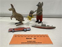 Selection Of Early Tin Toys Inc. Kangaroo, Koala,