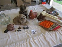 DOGS, FIGURINES, DUCK TOWL HOLDER, MORE