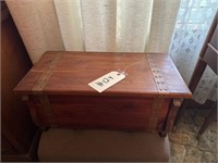 Wooden chest with foot stool