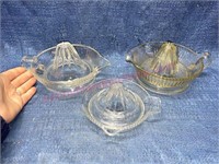 (3) Glass juicers (2 large - 1 smaller)